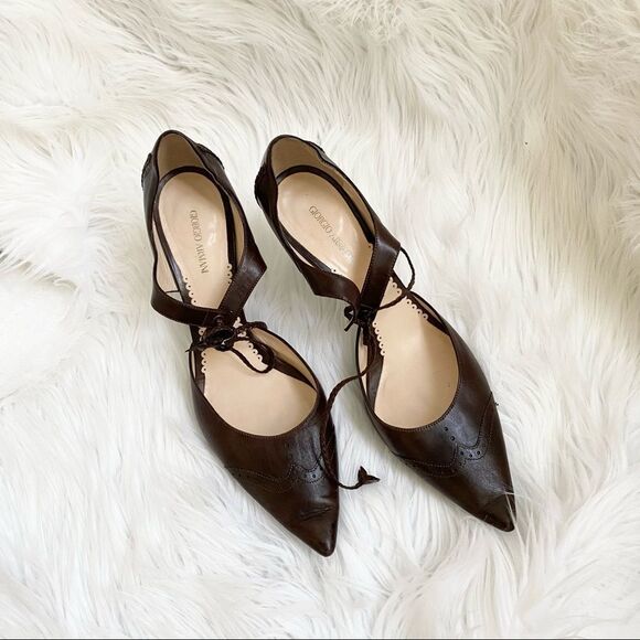 Giorgio Armani Brown Pointed Toe Shoes 10.5